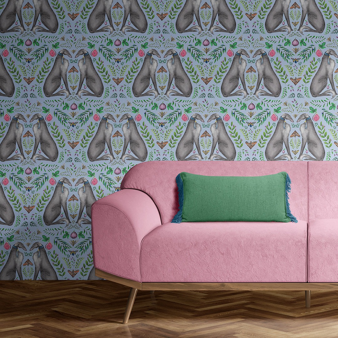 Tsar's Gift in Ribbon Blue Wallpaper