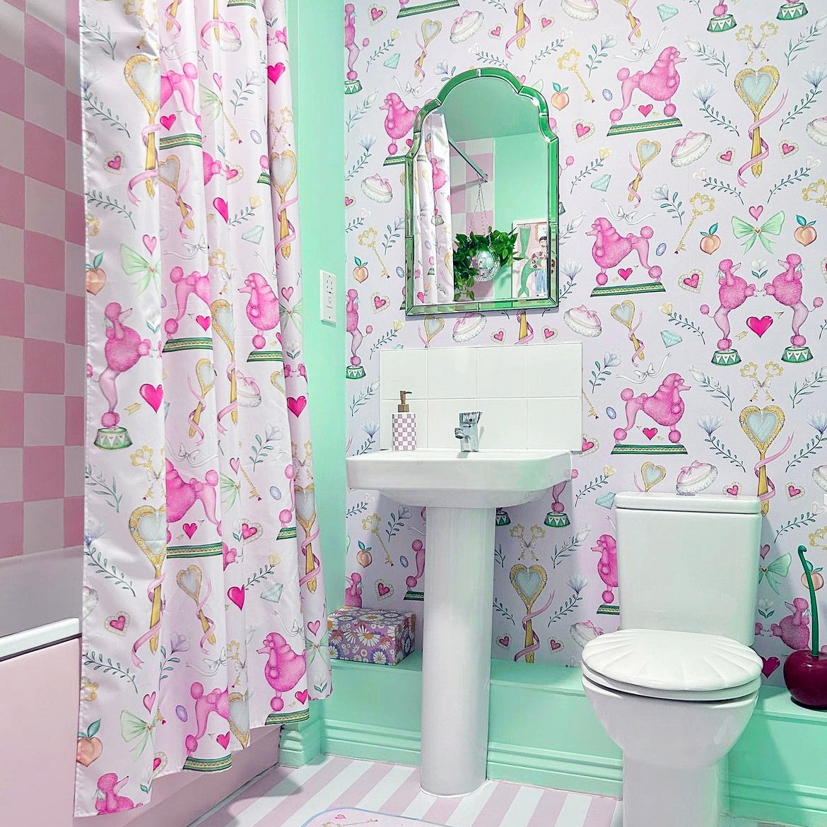 Poodle Parlour Pretty Pink Luxury Shower Curtain - 3 Sizes Available