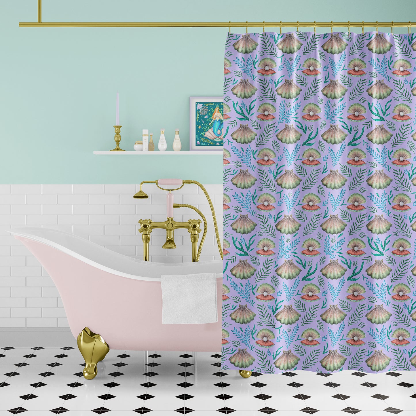 Pearl's Dream Lilac Luxury Shower Curtain - 3 Sizes Available