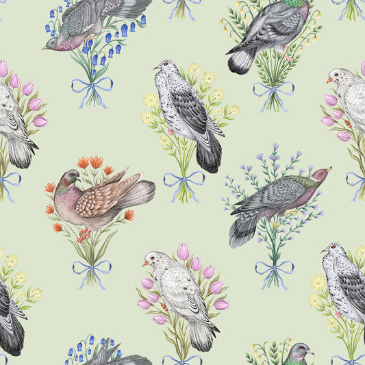 Pigeon Pals 2.0 Grass Green Wallpaper