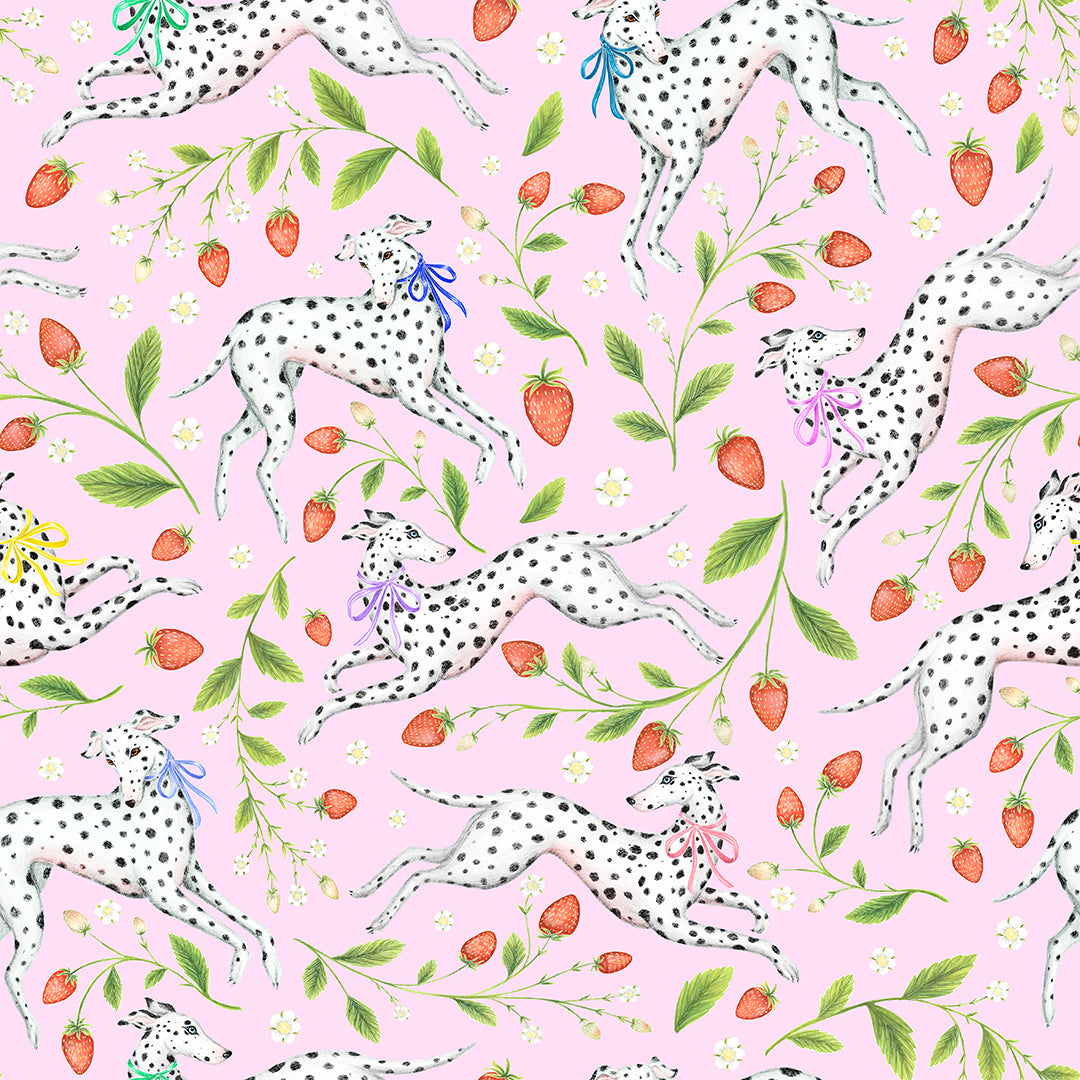Spots and Strawbs in Sweet Pink Wallpaper