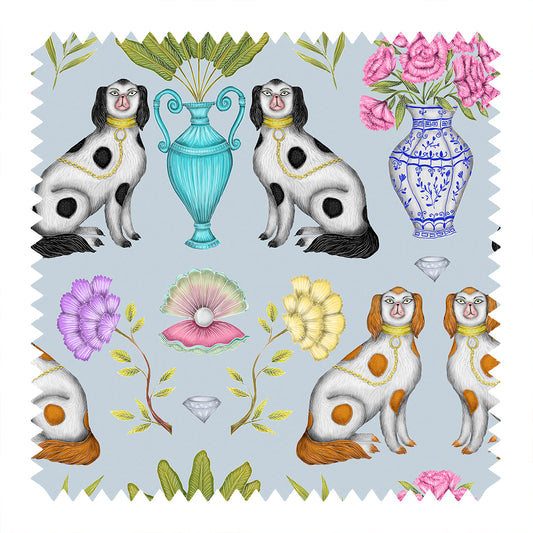 Staffordshire Springs in Grey Blue Fabric