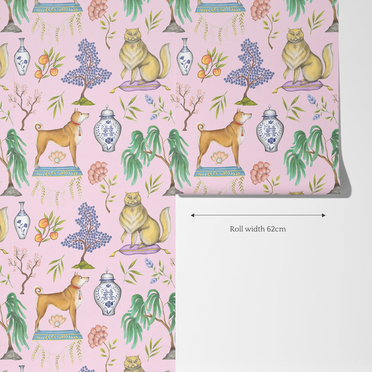 Chinoiserie Menagerie in Blossom Pink Wallpaper