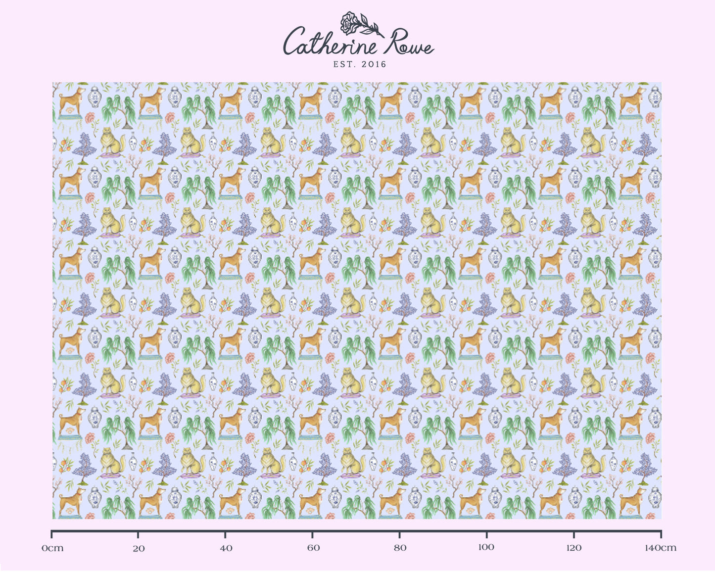 Chinoiserie Menagerie in China Blue Fabric