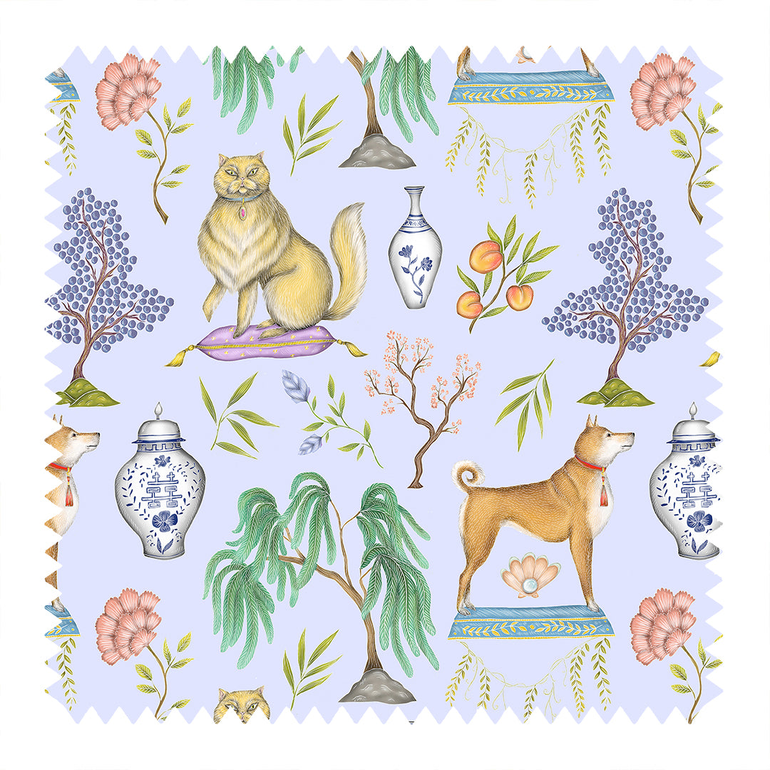 Chinoiserie Menagerie in China Blue Fabric