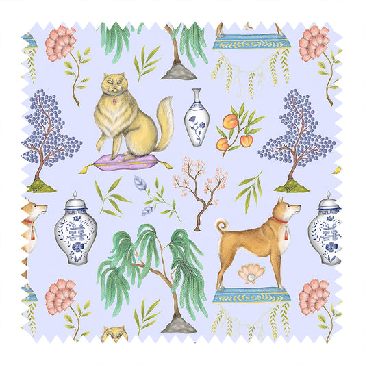 Chinoiserie Menagerie in China Blue Fabric
