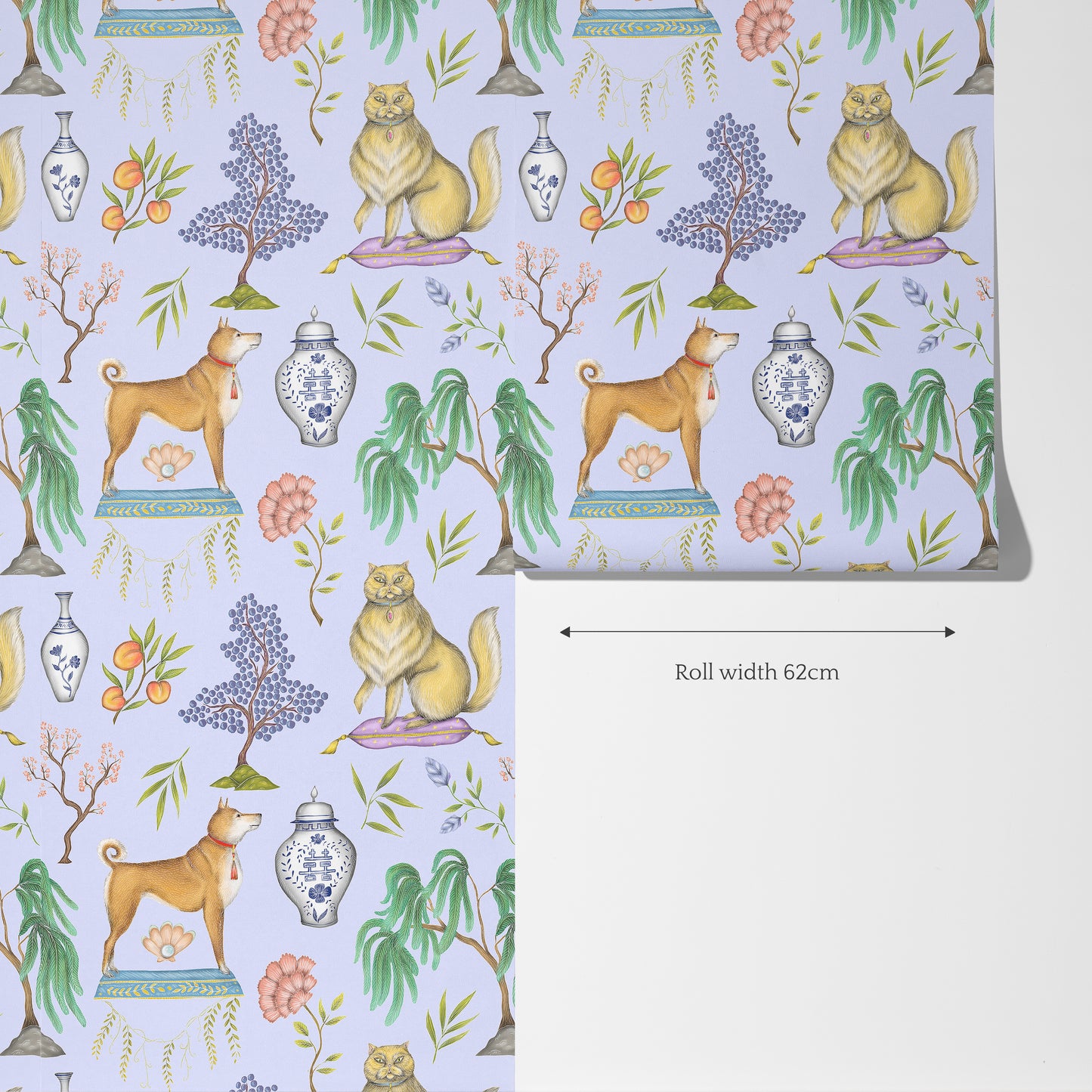 Chinoiserie Menagerie in China Blue Wallpaper