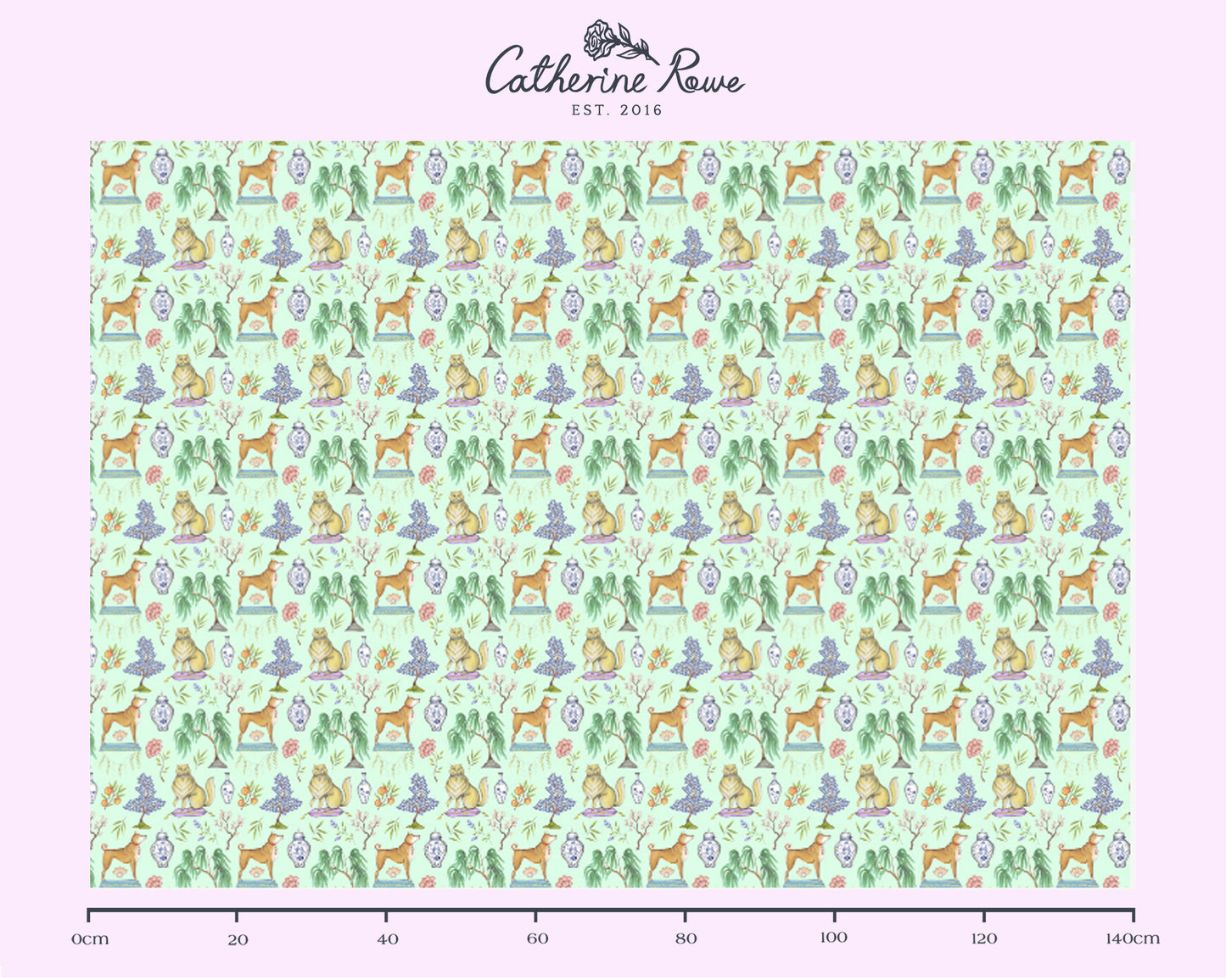 Chinoiserie Menagerie in Willow Green Fabric