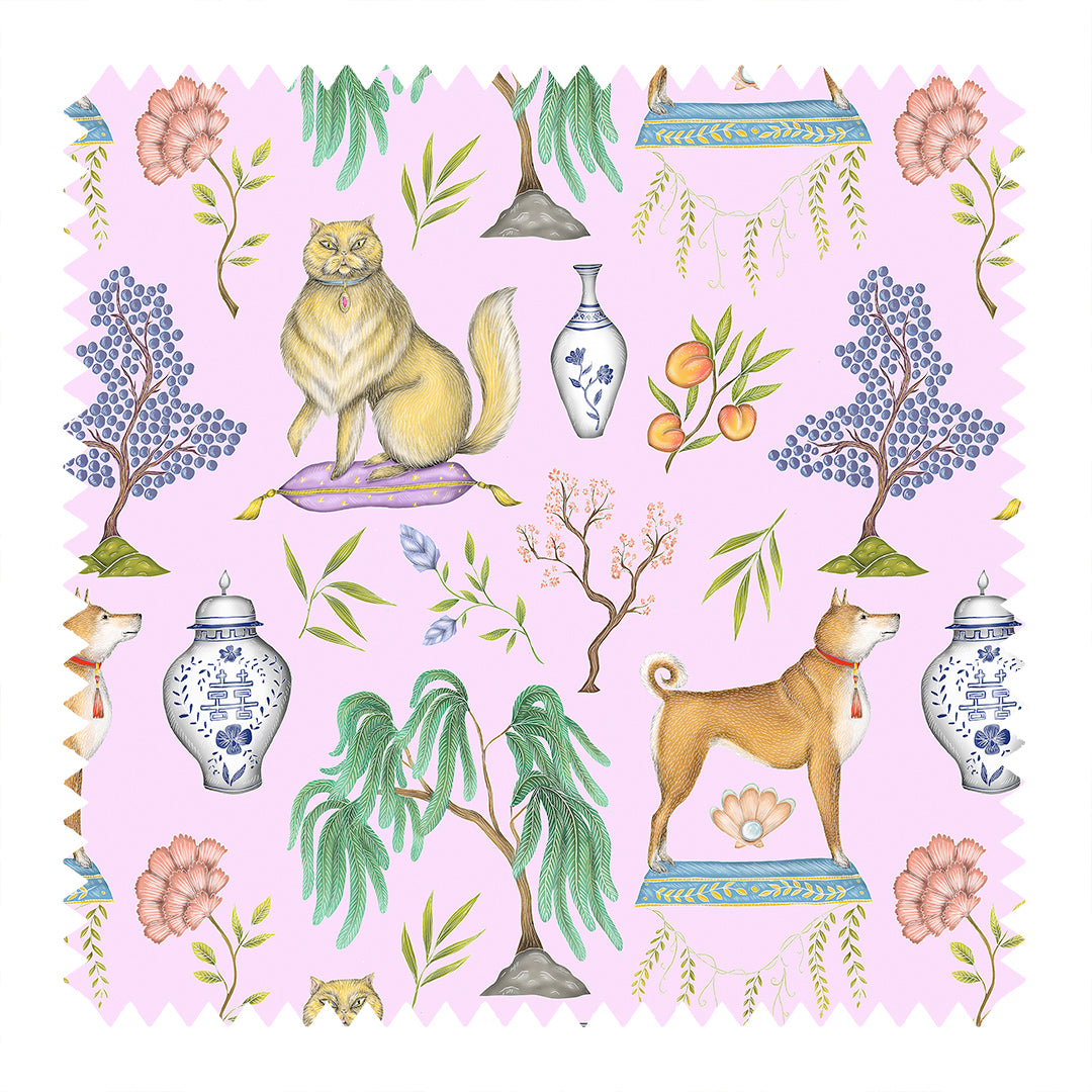 Chinoiserie Menagerie in Blossom Pink Fabric