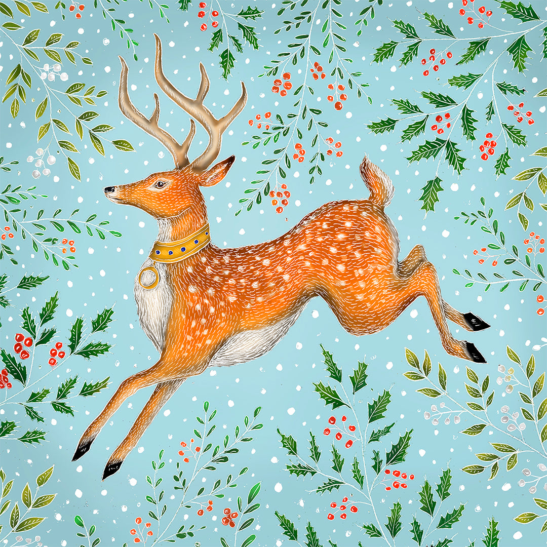 Festive Fallow Deer Fine Art Print