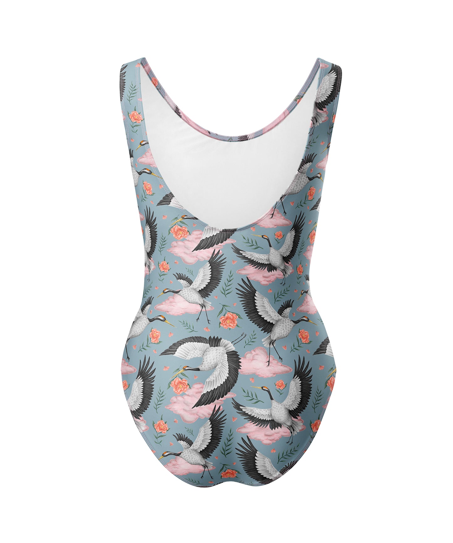 Limited Edition Swimsuits - UV resistant - Handmade in London - Flight of the Cranes Sky Blue