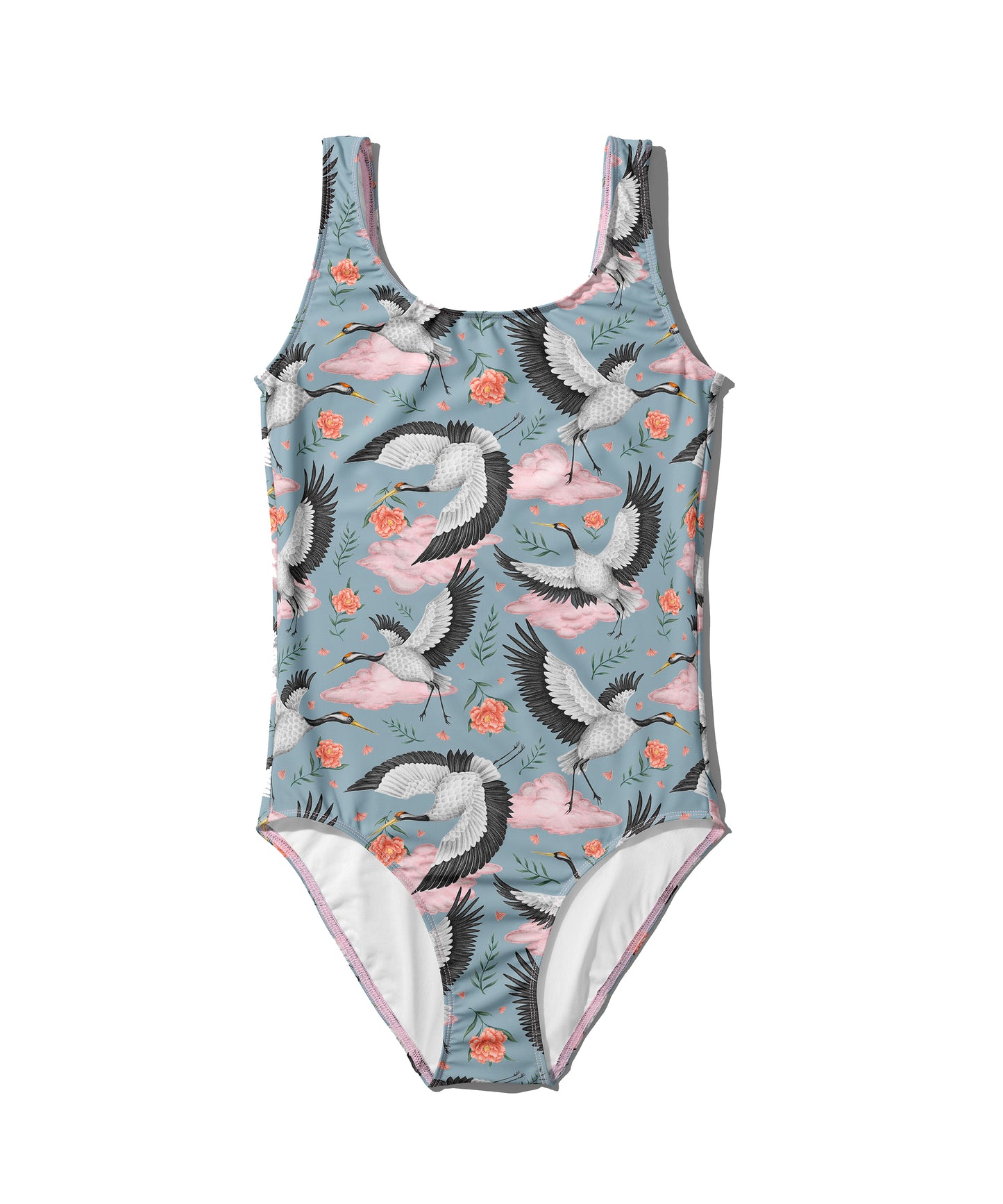 Limited Edition Swimsuits - UV resistant - Handmade in London - Flight of the Cranes Sky Blue