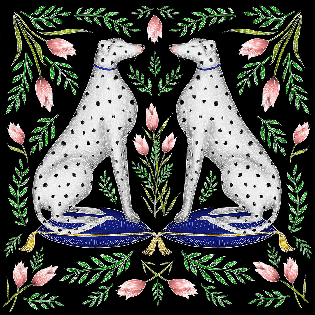 Dalmatians & Tulips Fine Art Print