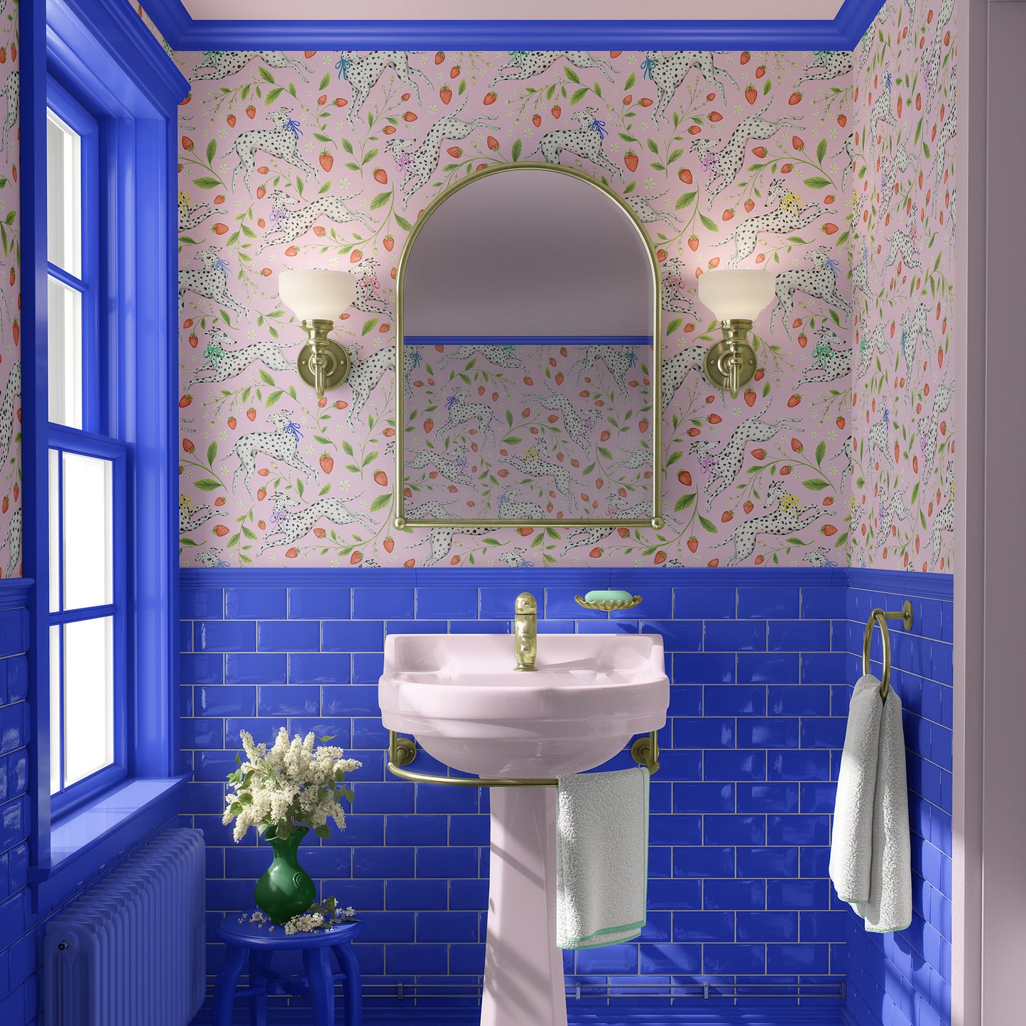 Spots and Strawbs in Sweet Pink Wallpaper