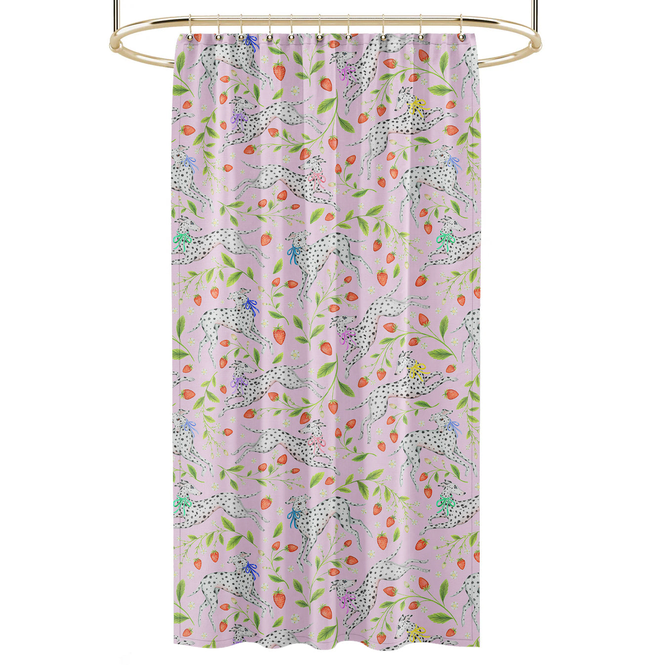 Spots and Strawbs in Sweet Pink Luxury Shower Curtain - 3 Sizes Available