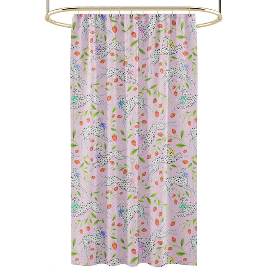 Spots and Strawbs in Sweet Pink Luxury Shower Curtain - 3 Sizes Available