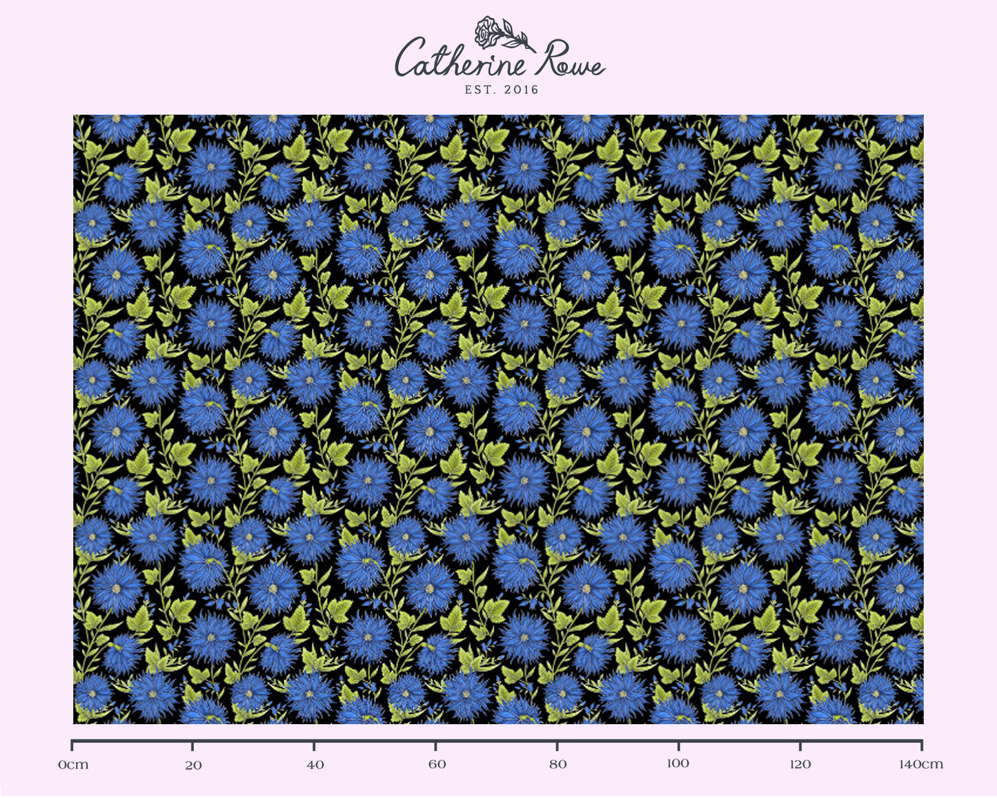 Freya's Flower Midnight Black Fabric
