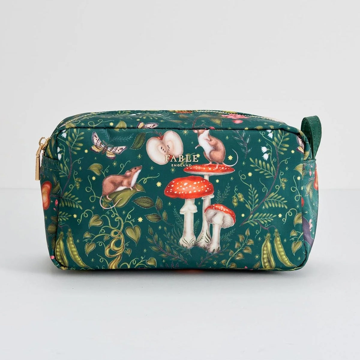 Into the Woods Green Travel Pouch Wash Bag - Fable England X Catherine Rowe Designs