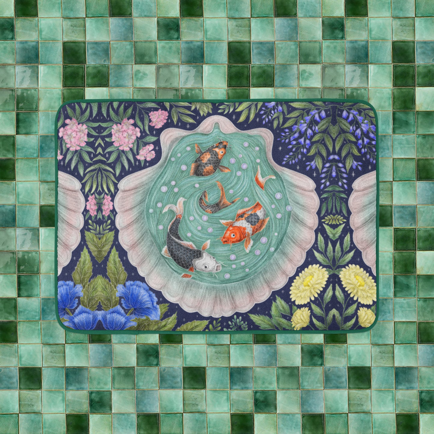 Miniature Koi Pond Luxury Handmade Bath Mat