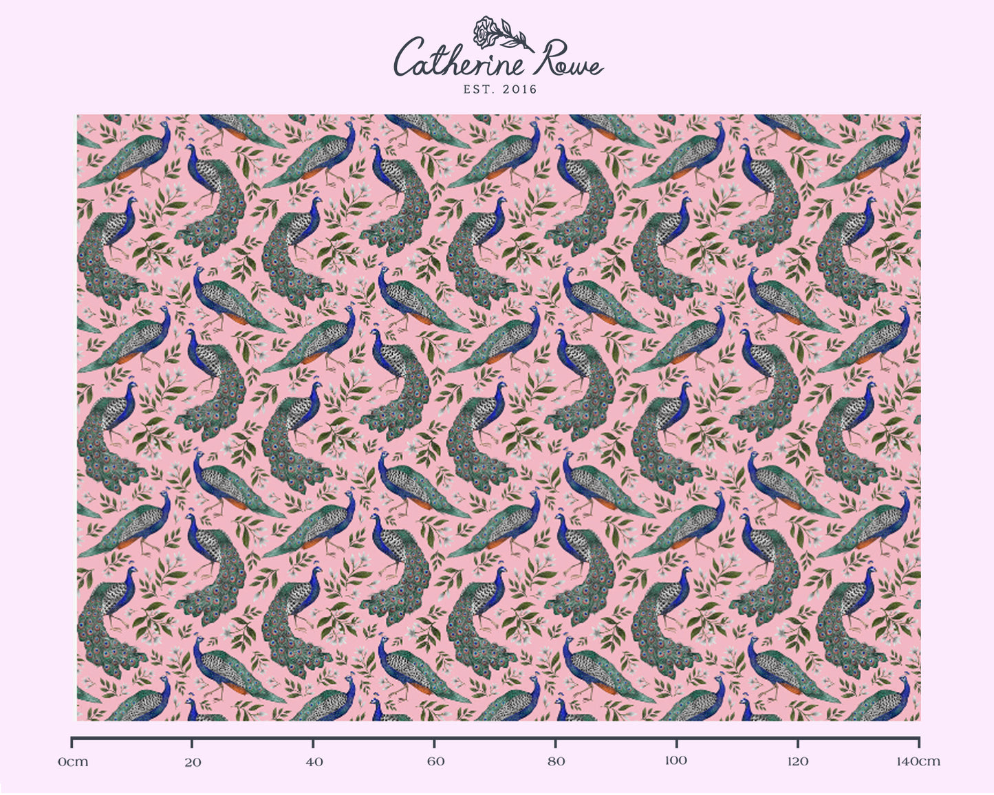 Hera's Peacock Pattern in Petal Pink Fabric