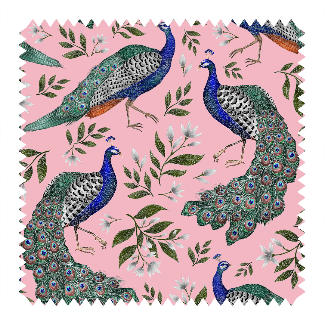 Hera's Peacock Pattern in Petal Pink Fabric