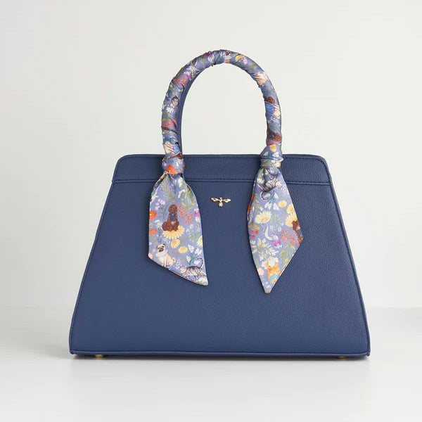 Pet Portraits Faux Leather Blue Tote Bag - Fable England X Catherine Rowe Designs