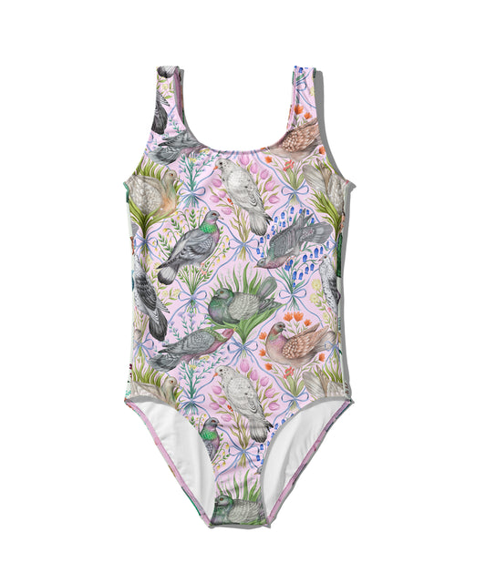 Limited Edition Swimsuits - UV resistant - Handmade in London - Pigeon Pals Pattern