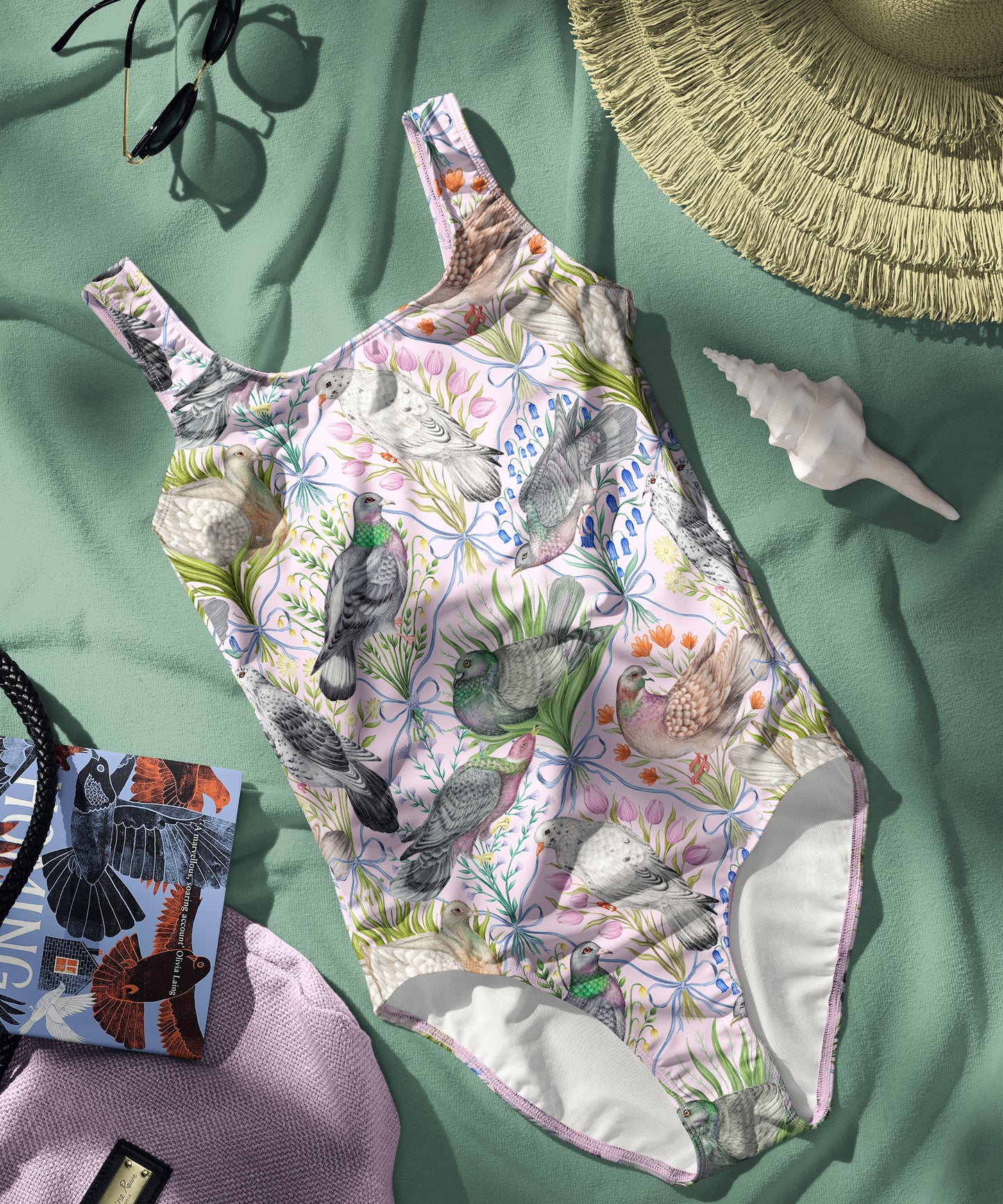 Limited Edition Swimsuits - UV resistant - Handmade in London - Pigeon Pals Pattern