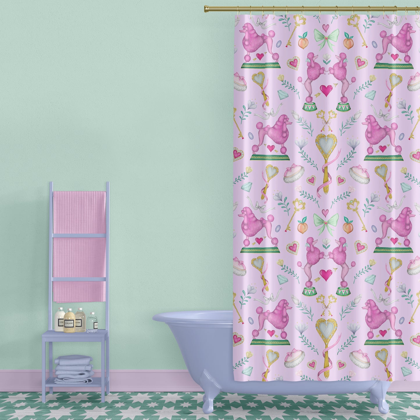 Poodle Parlour Pretty Pink Luxury Shower Curtain - 3 Sizes Available