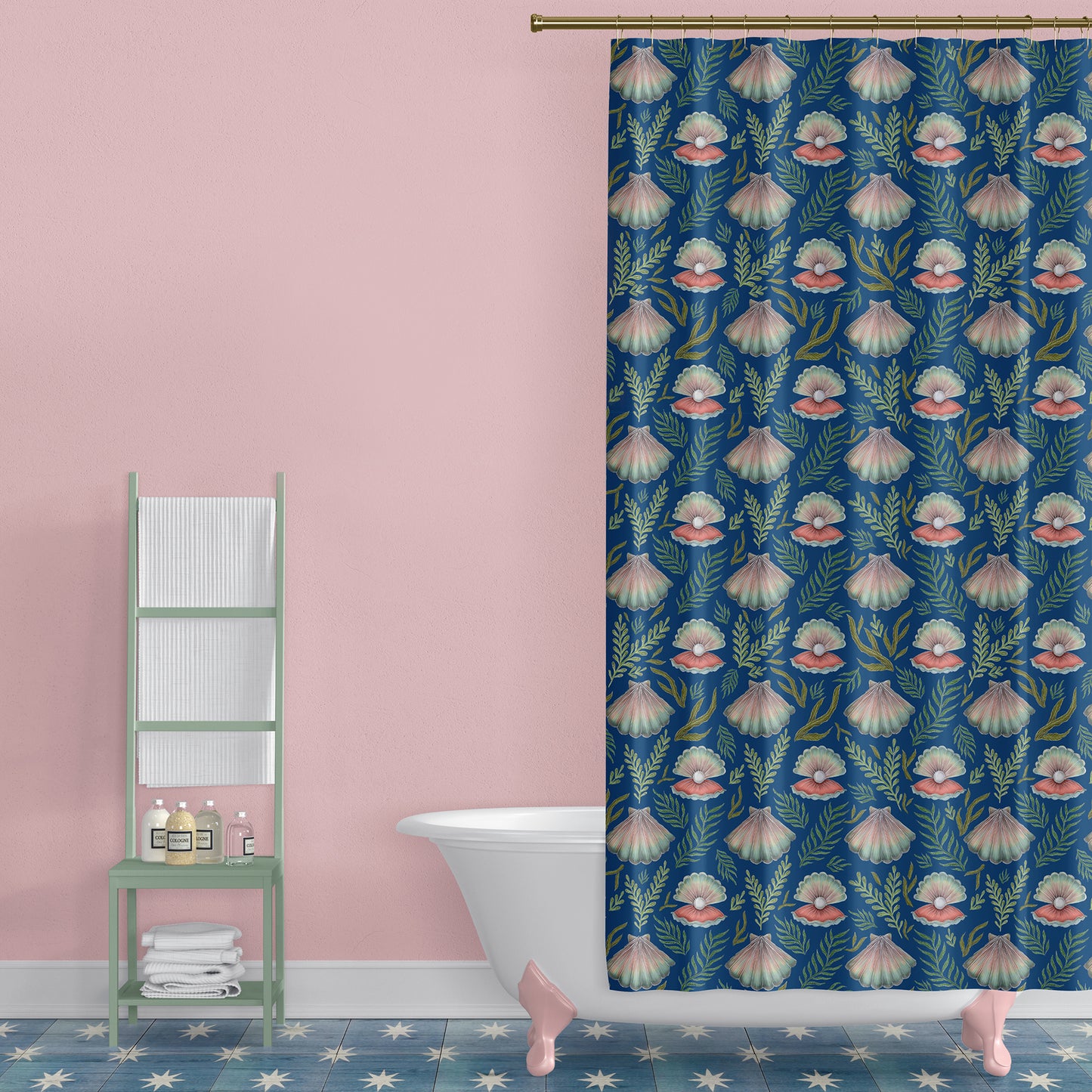 Pearl's Dream Deep Blue Luxury Shower Curtain - 3 Sizes Available