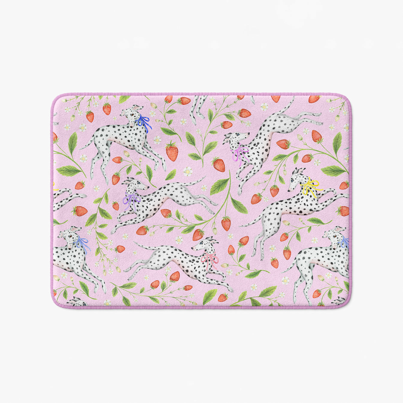Spots and Strawbs in Sweet Pink Luxury Handmade Bath Mat