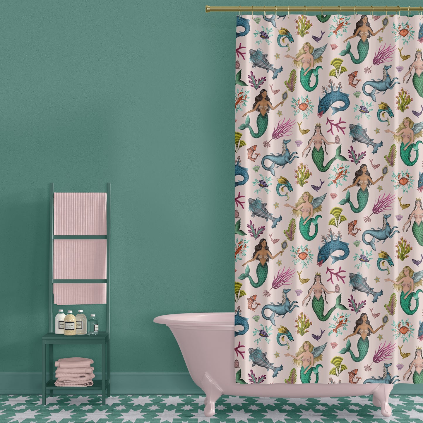 Syreni in Shell Pink Luxury Shower Curtain - 3 Sizes Available