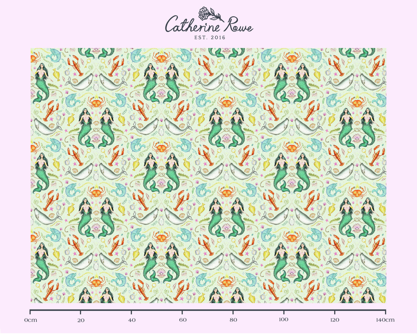 Triton's Treasures in Seafoam Green Fabric