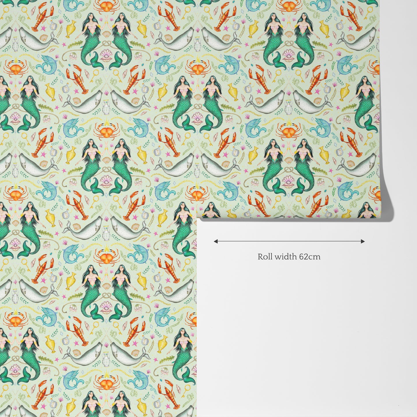 Triton's Treasures Seafoam Green Wallpaper