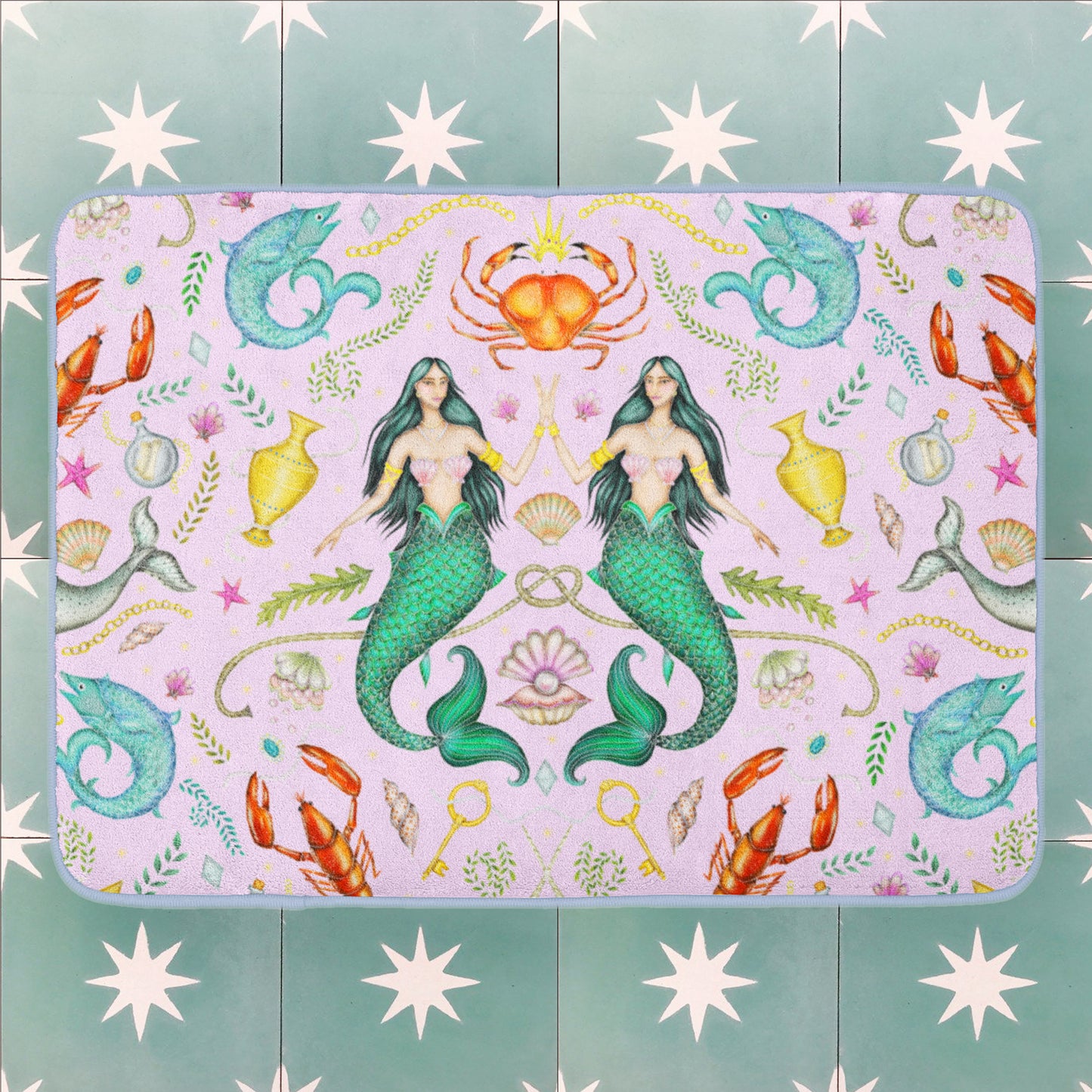 Triton's Treasures in Shell Pink Luxury Handmade Bath Mat