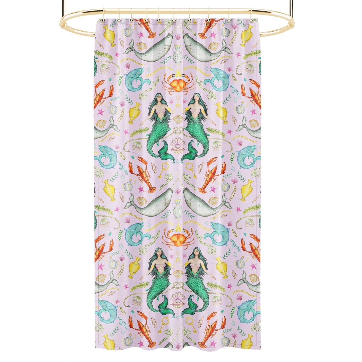 Triton's Treasures Shell Pink Luxury Shower Curtain - 3 Sizes Available