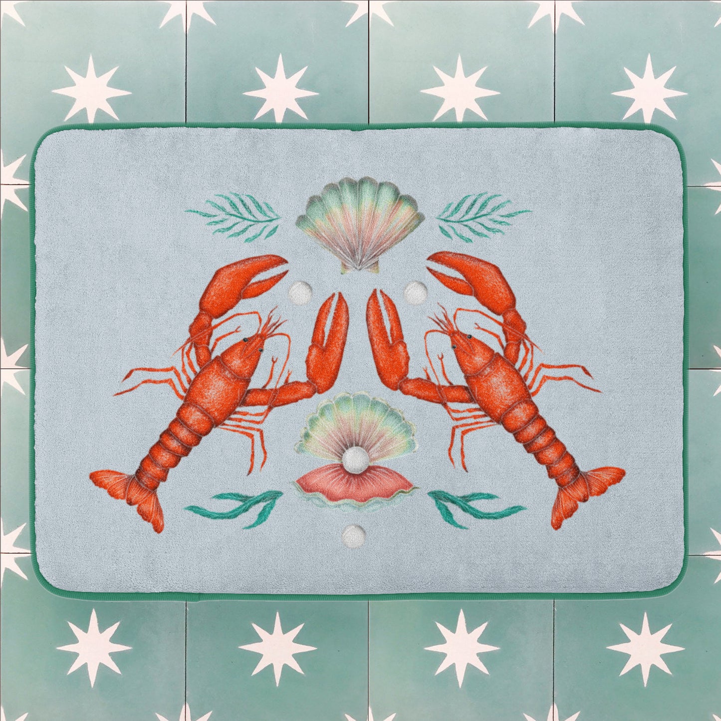 Pair O' Lobsters Luxury Handmade Bath Mat