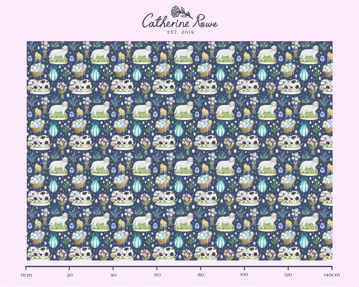 Victoriana Easter in Night Sky Blue Fabric