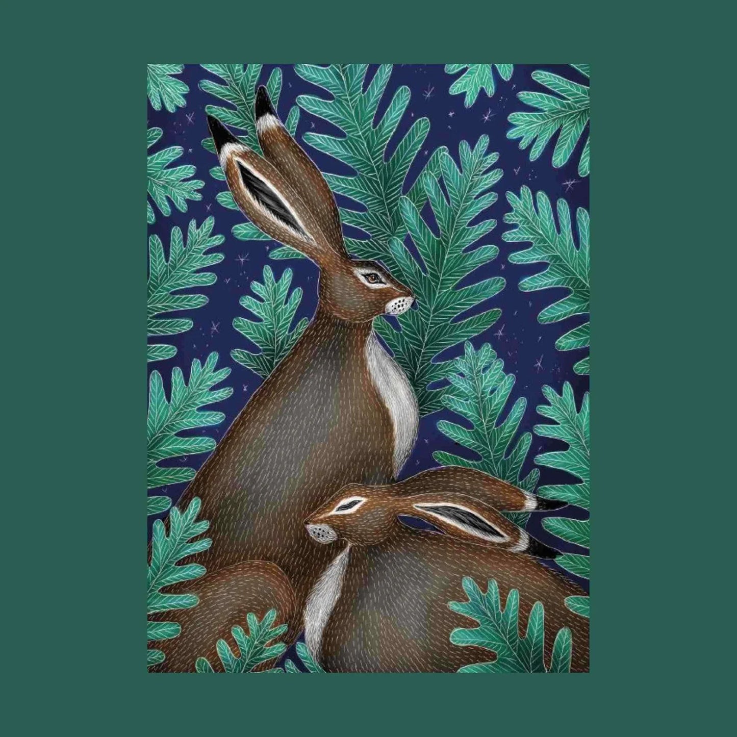 Winter Hares Charity Christmas Cards - 16 Cards - 8 each of 2 Designs
