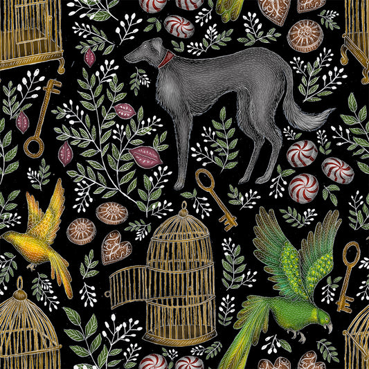 Amsterdam Pattern in Midnight Black Wallpaper