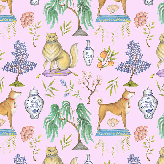 Chinoiserie Menagerie in Blossom Pink Wallpaper