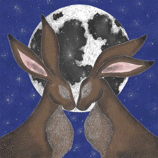 Lunar Moon Hares Art Print