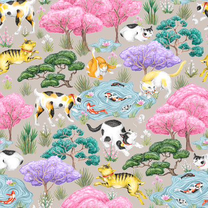 Neko Garden Stone Taupe Wallpaper