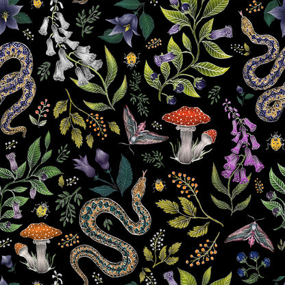 Poisonous Pattern Midnight Black Wallpaper