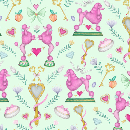 Poodle Parlour Retro Green Wallpaper