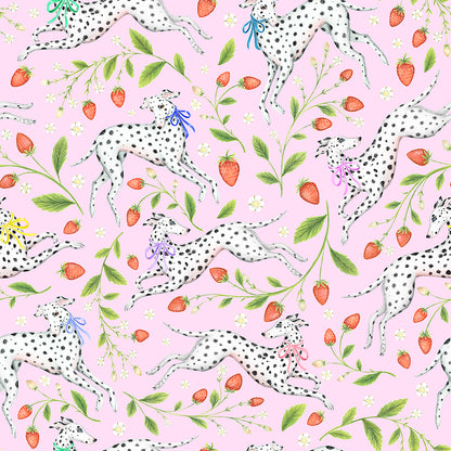 Spots and Strawbs in Sweet Pink Luxury Shower Curtain - 3 Sizes Available
