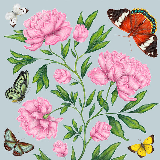 Butterflies & Peonies Fine Art Print