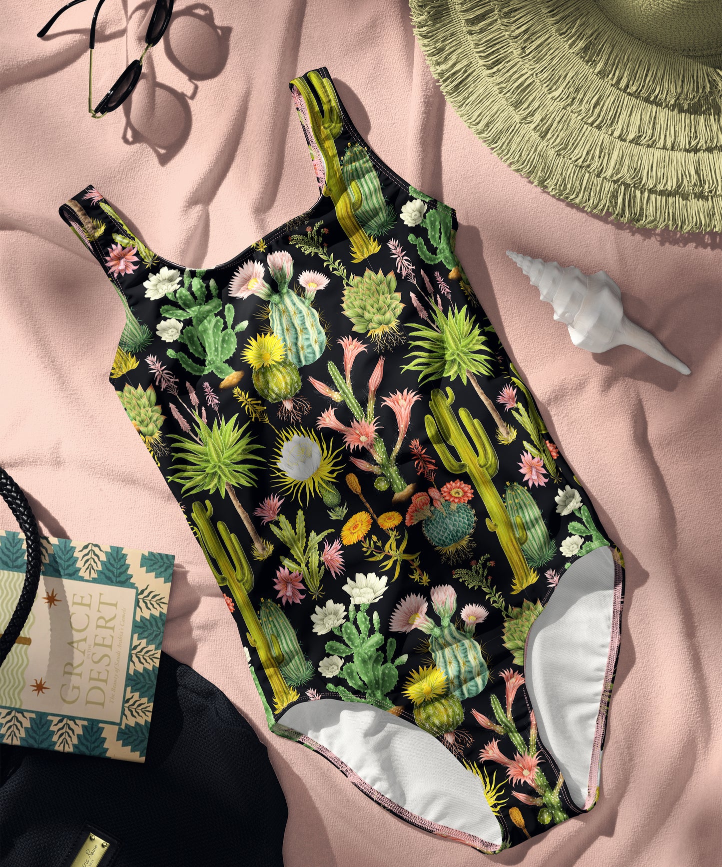 Limited Edition Swimsuits - UV resistant - Handmade in London - Cacti Crush Black