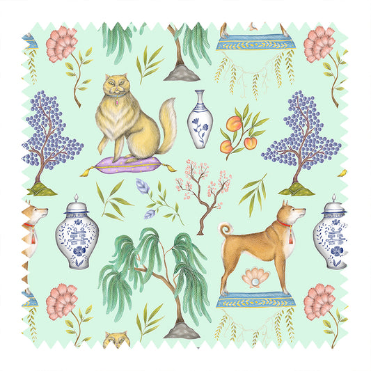 Chinoiserie Menagerie in Willow Green Fabric