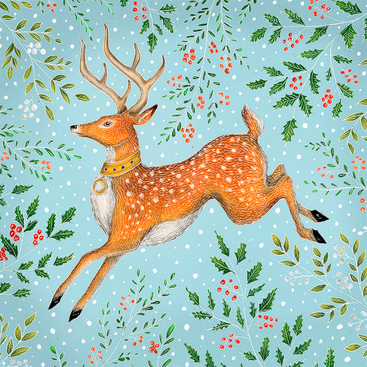 Festive Fallow Deer Fine Art Print